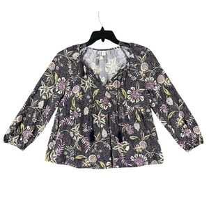 Old Navy Blouse Womens Extra Small Navy Basic Shirt Festival BOHO Floral Hippie